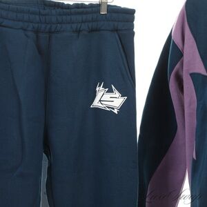 NEW WITH TAGS “LS” HYPED STREETWEAR MENS NAVY/PURPLE 2PC SWEATSUIT SET SIZE L